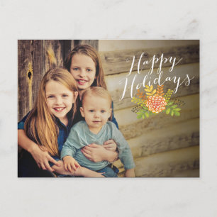 Kerstmis Prettige feestdagen Floral Foto Briefkaar