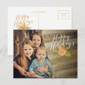 Kerstmis Prettige feestdagen Floral Foto Briefkaar (Voorkant / Achterkant)