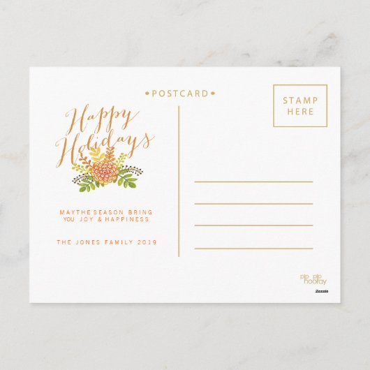 Kerstmis Prettige feestdagen Floral Foto Briefkaar (Achterkant)