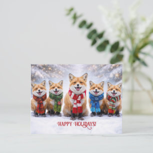 Kerstmis Prettige Feestdagen met Gelukkige Vossen  Briefkaart