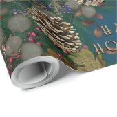 Kerstmis Prettige feestdagen Pinecones Wreath Cadeaupapier (Rol Hoek)