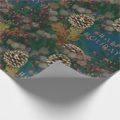 Kerstmis Prettige feestdagen Pinecones Wreath Cadeaupapier (Hoek)