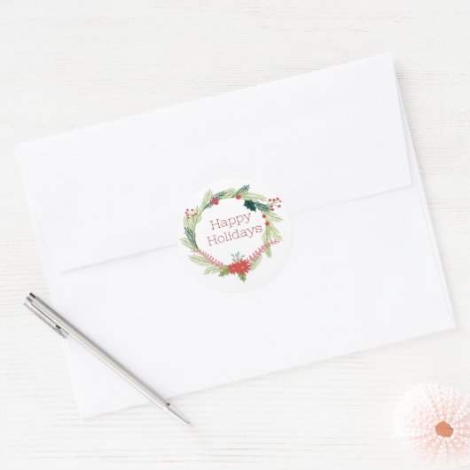 Kerstmis Prettige feestdagen Ronde Sticker (Envelop)