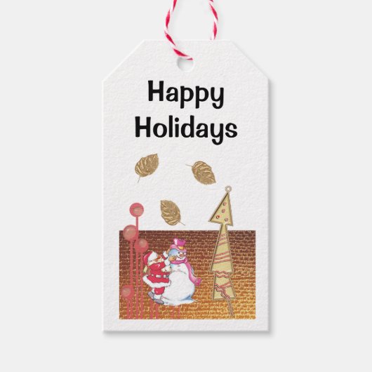 Kerstmis Prettige feestdagen Snowman Gift Labels Cadeaulabel (Voorkant)