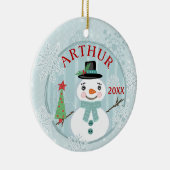 Kerstmis Prettige feestdagen Snowmen Aangepast Keramisch Ornament (Rechts)