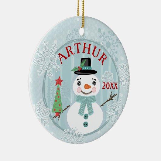 Kerstmis Prettige feestdagen Snowmen Aangepast Keramisch Ornament (Rechts)