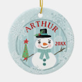 Kerstmis Prettige feestdagen Snowmen Aangepast Keramisch Ornament (Voorkant)