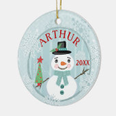 Kerstmis Prettige feestdagen Snowmen Aangepast Keramisch Ornament (Links)