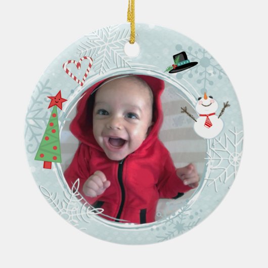 Kerstmis Prettige feestdagen Snowmen Aangepast Keramisch Ornament (Achterkant)