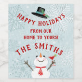 Kerstmis Prettige feestdagen Snowmen Aangepast Wijn Etiket (Enkel label)