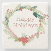 Kerstmis Prettige feestdagen Stenen Onderzetter (Voorkant)