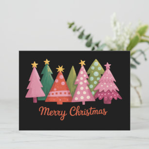 Kerstmis Prettige Kerst Bomen Vakantie Preppy Feestdagenkaart