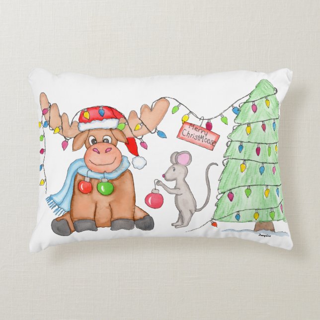 Kerstmis - Prettige Kerst-Eland! Accent Kussen (Voorkant)