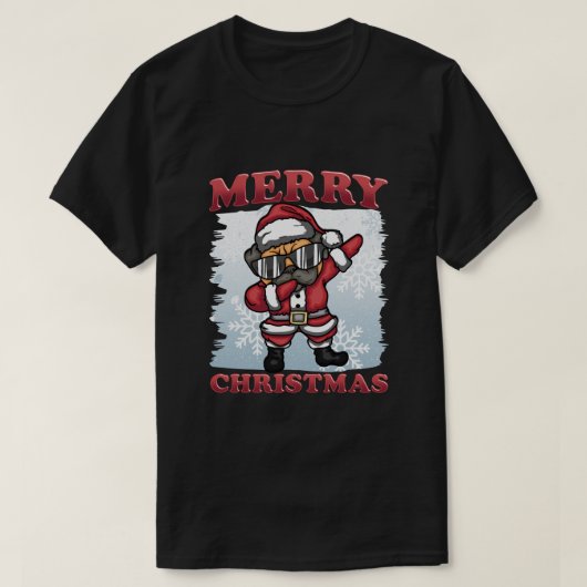 Kerstmis: prettige kerstdansdoek met Pug Dog Santa T-shirt (Design voorkant)