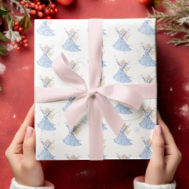 Kerstmis Prinses Blauw Winter Sneeuwvlokken Cadeaupapier