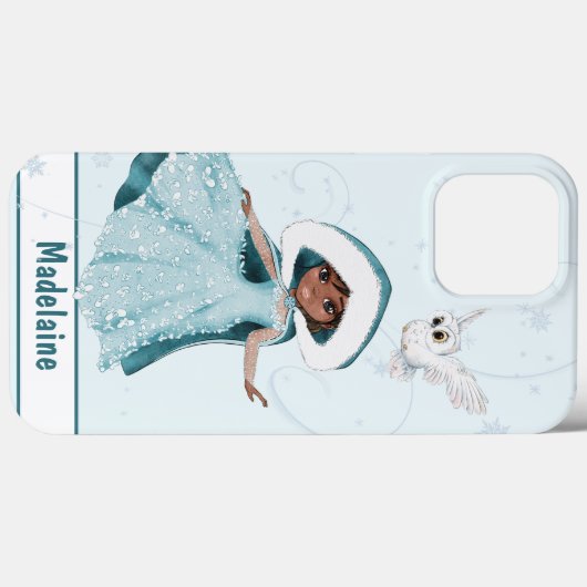Kerstmis Prinses Donker Haar Enchanted Uil Meisjes Case-Mate iPhone Case (Achterkant (horizontaal))