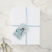 Kerstmis Prinses Donker Haar Winter Sneeuwvlokken Cadeaulabel (Met Touw)