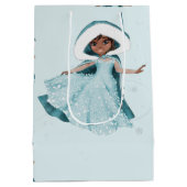 Kerstmis Prinses Donker Haar Winter Sneeuwvlokken Medium Cadeauzakje (Achterkant)