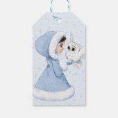 Kerstmis Prinses Uil Winter Sneeuwvlokken Cadeaulabel (Achterkant)