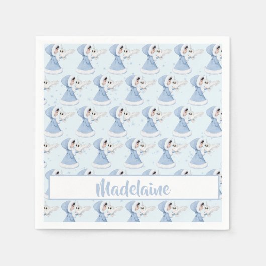 Kerstmis Prinses Uil Winter Sneeuwvlokken Servet (Voorkant)