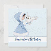 Kerstmis Prinses Verjaardag Uil Winter Sneeuwvlokk Kaart (Voorkant)