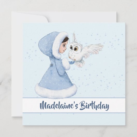 Kerstmis Prinses Verjaardag Uil Winter Sneeuwvlokk Kaart (Voorkant)