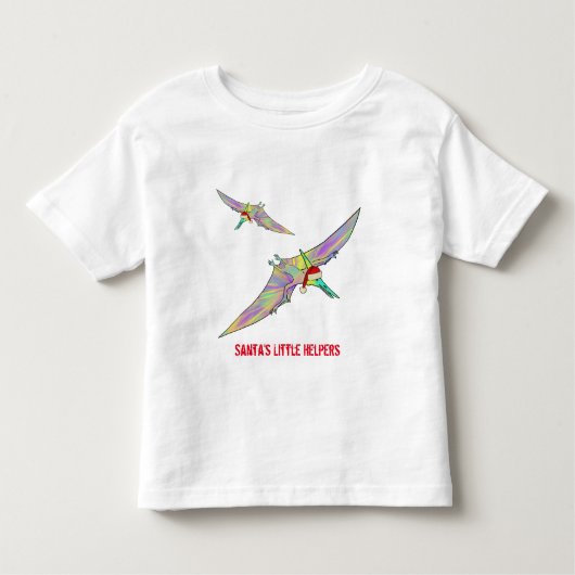 Kerstmis Pterodactyl Dinosaur Funny Santa Slogan Kinder Shirts (Voorkant)
