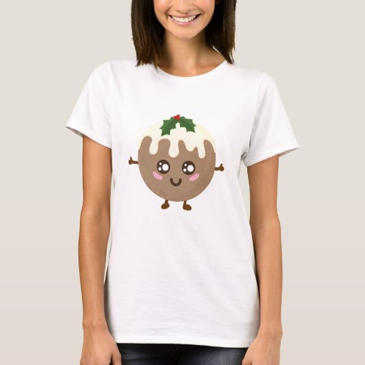 Kerstmis Pudding Kawaii T-shirt (Voorkant)