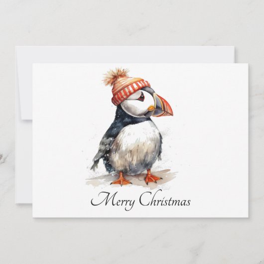 Kerstmis Puffin aanpasbaar Kaart (Voorkant)