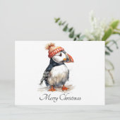 Kerstmis Puffin aanpasbaar Kaart (Staand voorkant)
