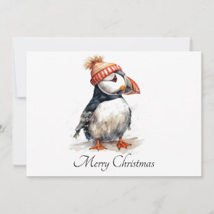 Kerstmis Puffin aanpasbaar Kaart