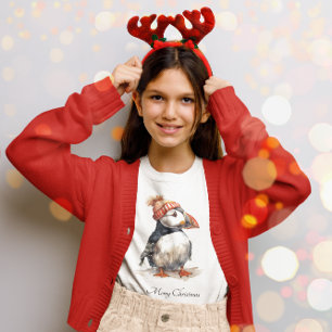 Kerstmis Puffin, aanpasbaar T-shirt