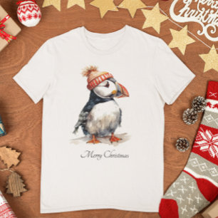 Kerstmis Puffin, aanpasbaar T-shirt