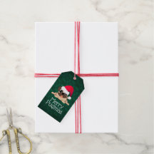 Kerstmis Pug Cadeau Label