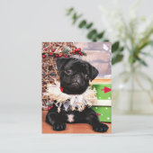 Kerstmis - Pug - Daisy Mae Feestdagenkaart (Staand voorkant)