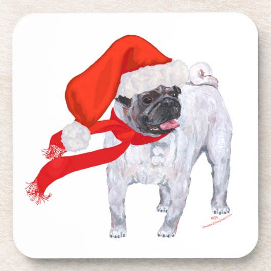 Kerstmis Pug Drankjes Onderzetter (Voorkant)