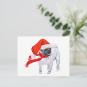 Kerstmis Pug Feestdagenkaart (Staand voorkant)
