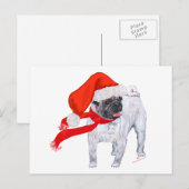 Kerstmis Pug Feestdagenkaart (Voorkant / Achterkant)