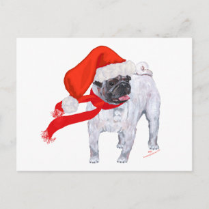 Kerstmis Pug Feestdagenkaart