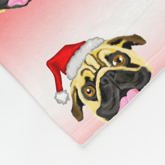 Kerstmis Pug fleece deken (Hoek)