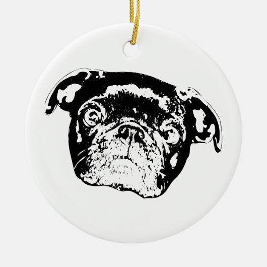 Kerstmis Pug Geest Charme Keramisch Ornament (Voorkant)