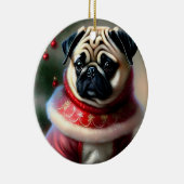 Kerstmis Pug Keramisch Ornament (Rechts)