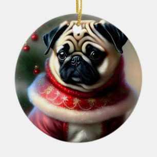 Kerstmis Pug Keramisch Ornament