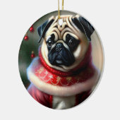 Kerstmis Pug Keramisch Ornament (Links)
