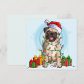 Kerstmis Pug Kerstkaart (Voorkant / Achterkant)