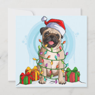 Kerstmis Pug Kerstkaart