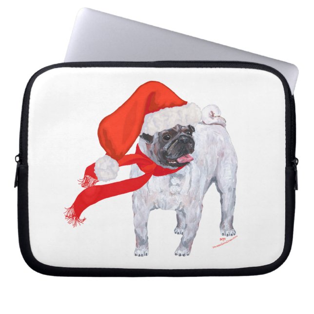 Kerstmis Pug Laptop Sleeve (Voorkant)