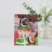 Kerstmis - Pug - Lily Lou Feestdagenkaart (Staand voorkant)