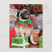 Kerstmis - Pug - Lily Lou Feestdagenkaart (Voorkant)