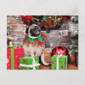 Kerstmis - Pug - Lily Lou Feestdagenkaart (Voorkant)